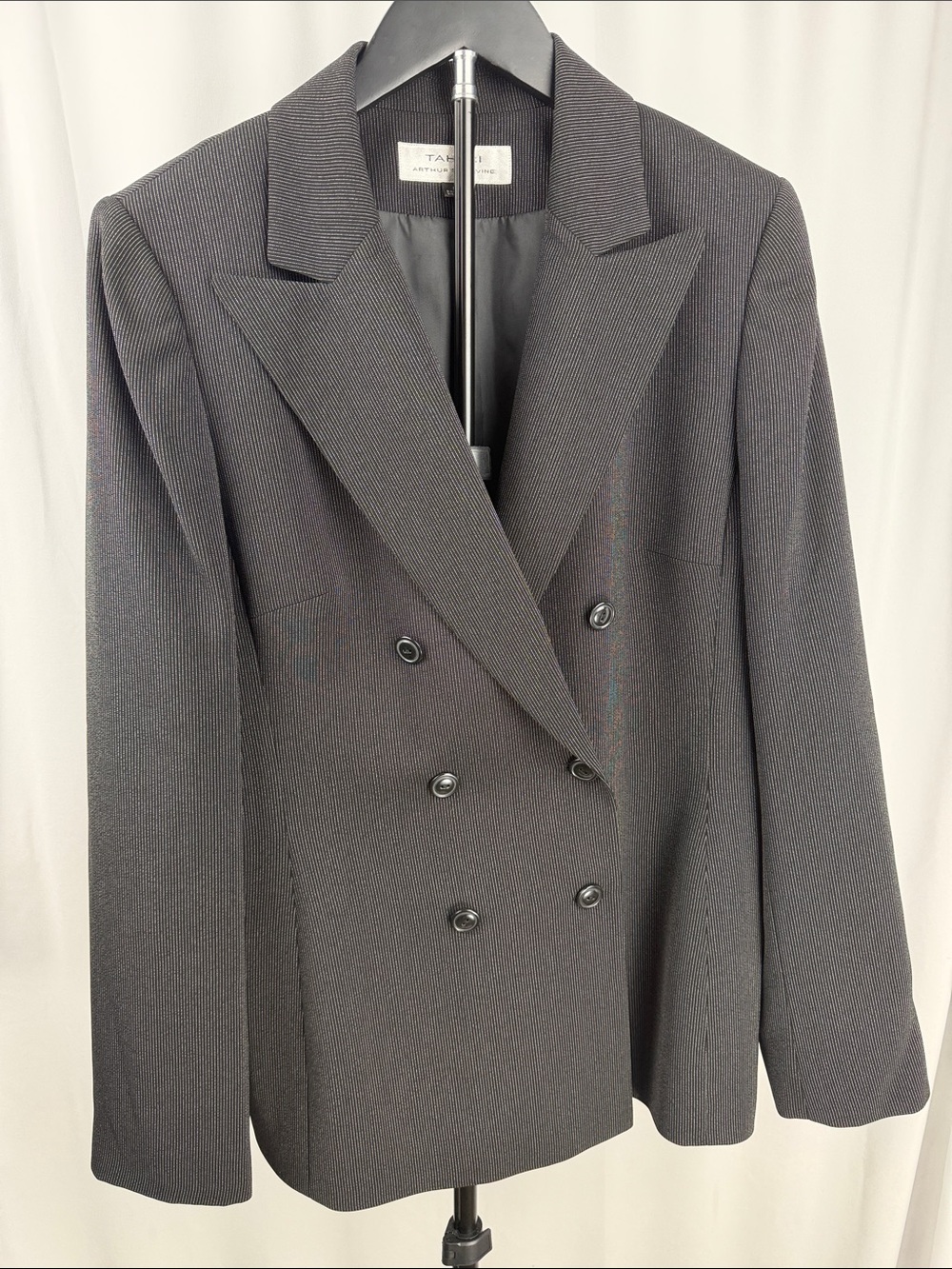 Tahari Arthur S. Levine Double-Breasted Pinstripe Blazer – Size 8